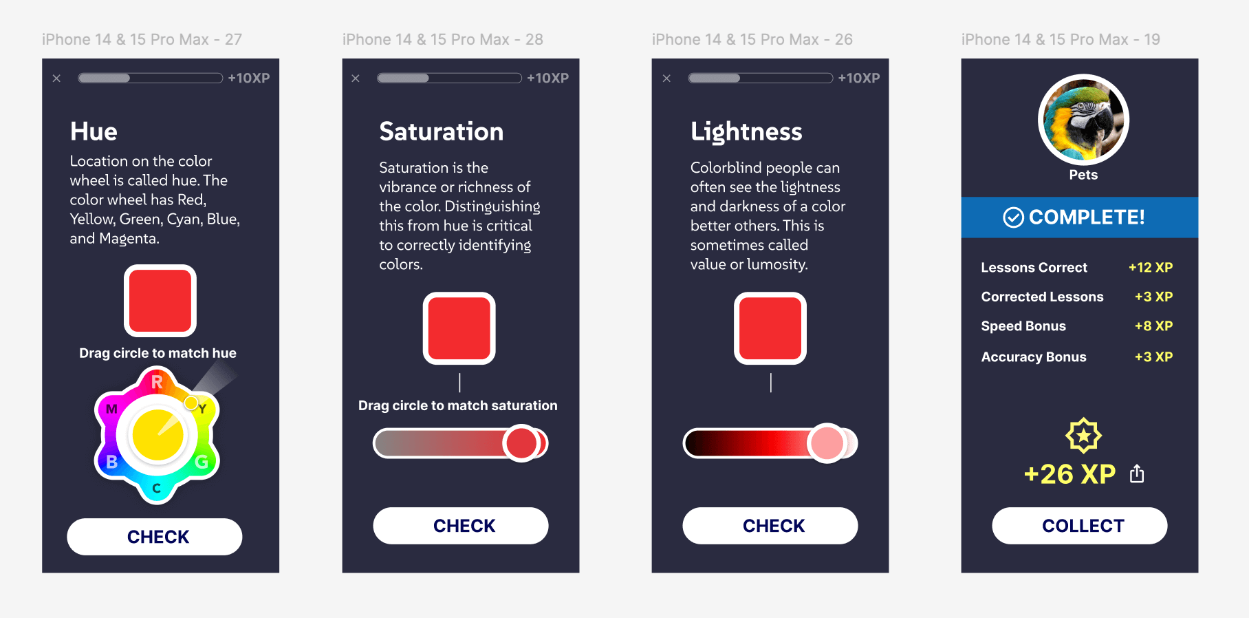 Color blind app mockups