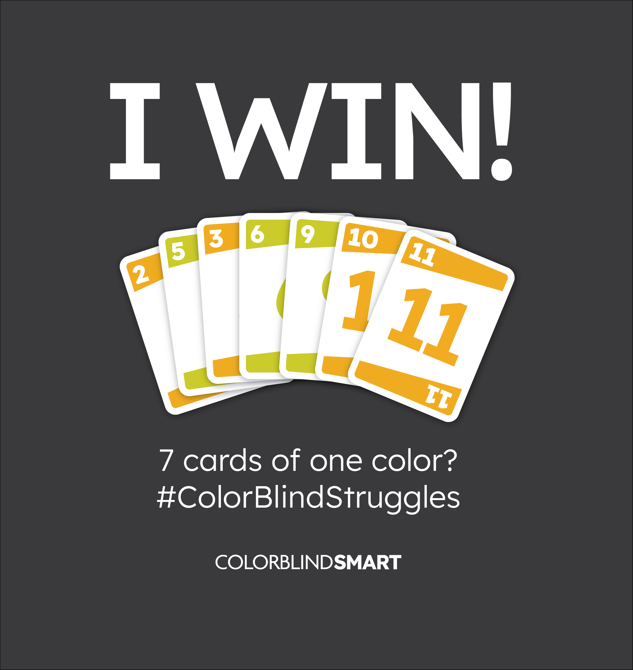 Colorblind Phase 10 - 7 cards of one color
