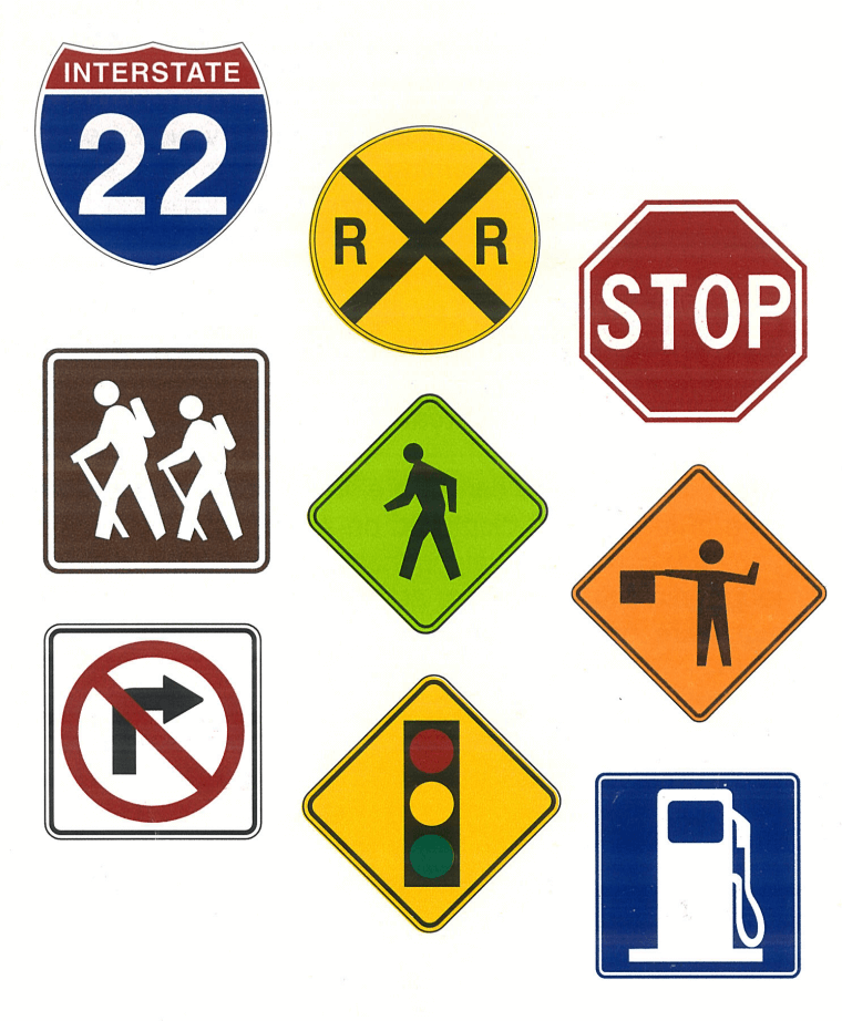 Driving traffic road sign colors